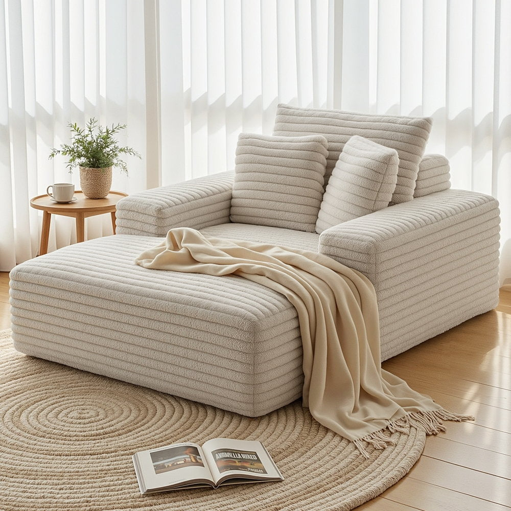 Sleeper Lounge Chair | Recliner Sofa Bed | Faux Fur Fabric | Cloud Style