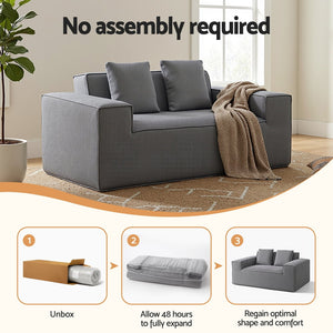 2 Seater Sofa Loveseat | Corduroy | No Assembly | Compact Apartment Couch