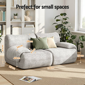 2 Seater Modular Sofa | Sectional Couch Bed | No Assembly | Grey