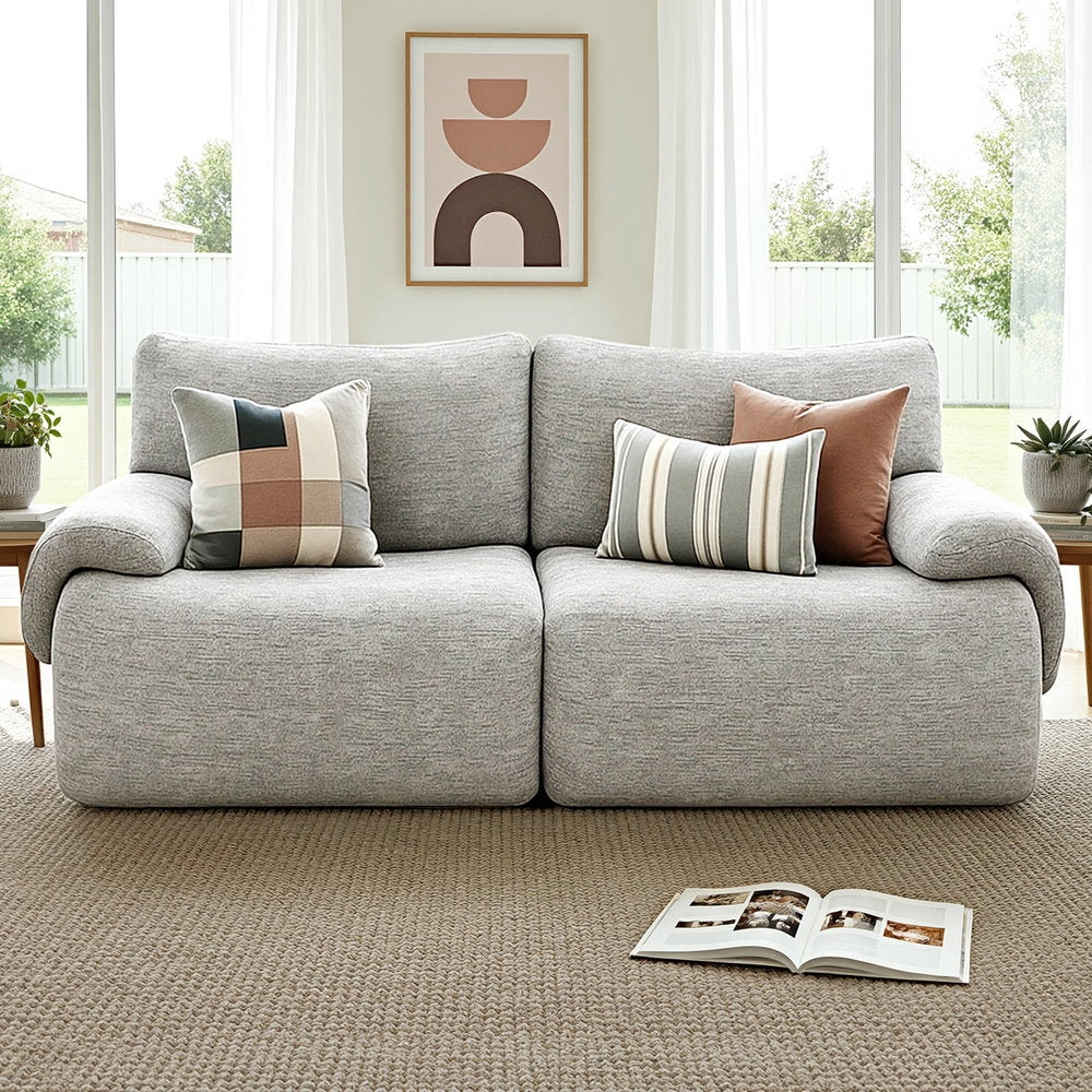 2 Seater Modular Sofa | Sectional Couch Bed | No Assembly | Grey