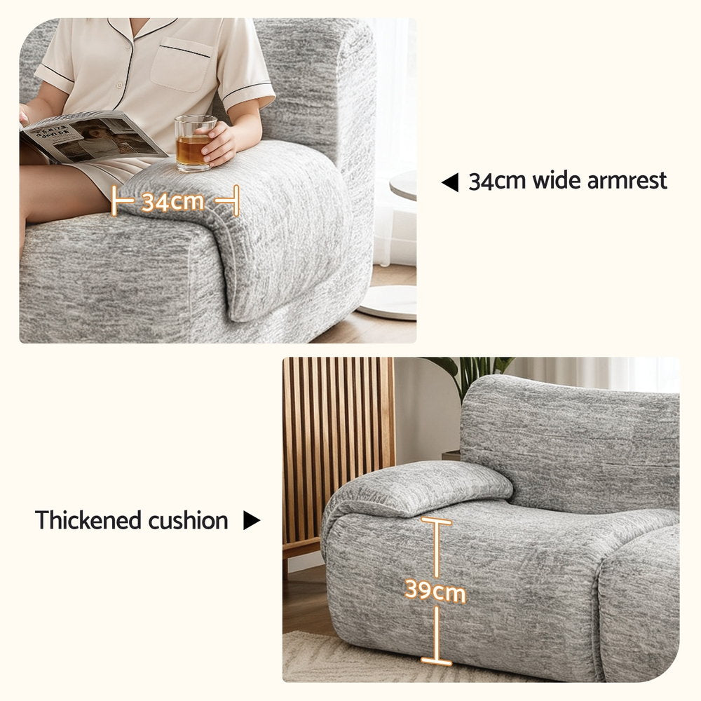 2 Seater Modular Sofa | Sectional Couch Bed | No Assembly | Grey