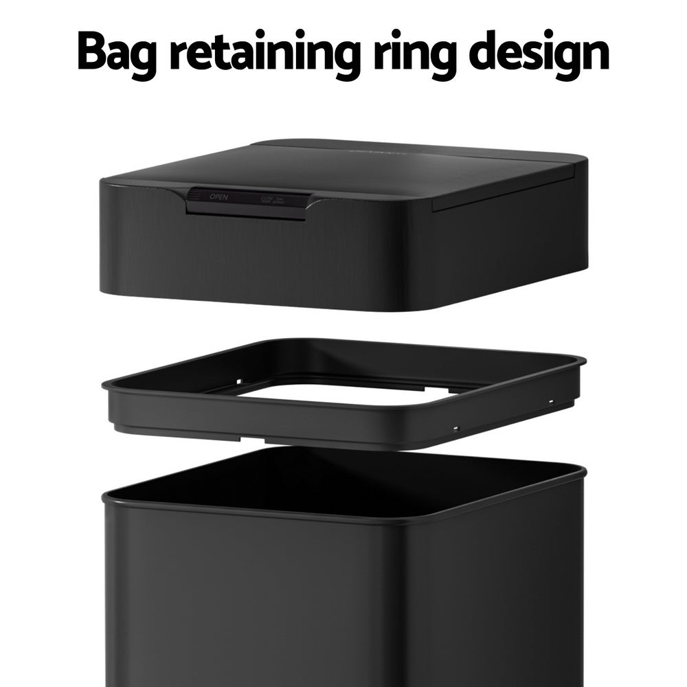 Devanti Sensor Bin | 50L | Motion Activated | Automatic Rubbish Bin | Black
