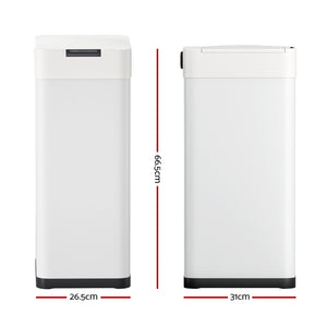 Devanti Sensor Bin | 50L | Motion Activated | Automatic Rubbish Bin | White