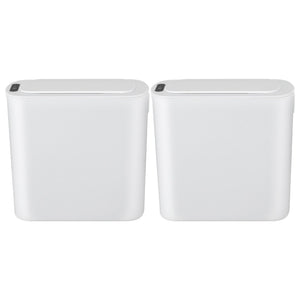 Devanti Automatic Trash Bin 2PCS with Lid 11L Motion Sensor Kitchen Bin Touchless Garbage Can Modern White Plastic Slim Rubbish Bin with Liner Holder for Kitchen, Home, Office