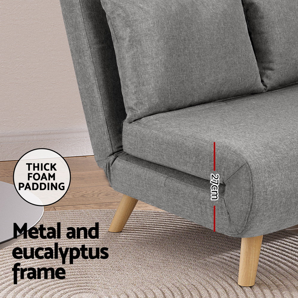 Sofa Bed 2-Seater | Convertible Couch Recliner Lounge Chair | Linen Fabric