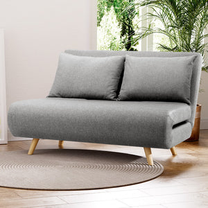 Sofa Bed 2-Seater | Convertible Couch Recliner Lounge Chair | Linen Fabric