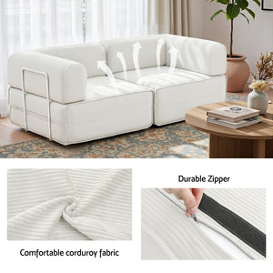 Foldable Sofa Bed | Convertible Floor Lounger | Beige