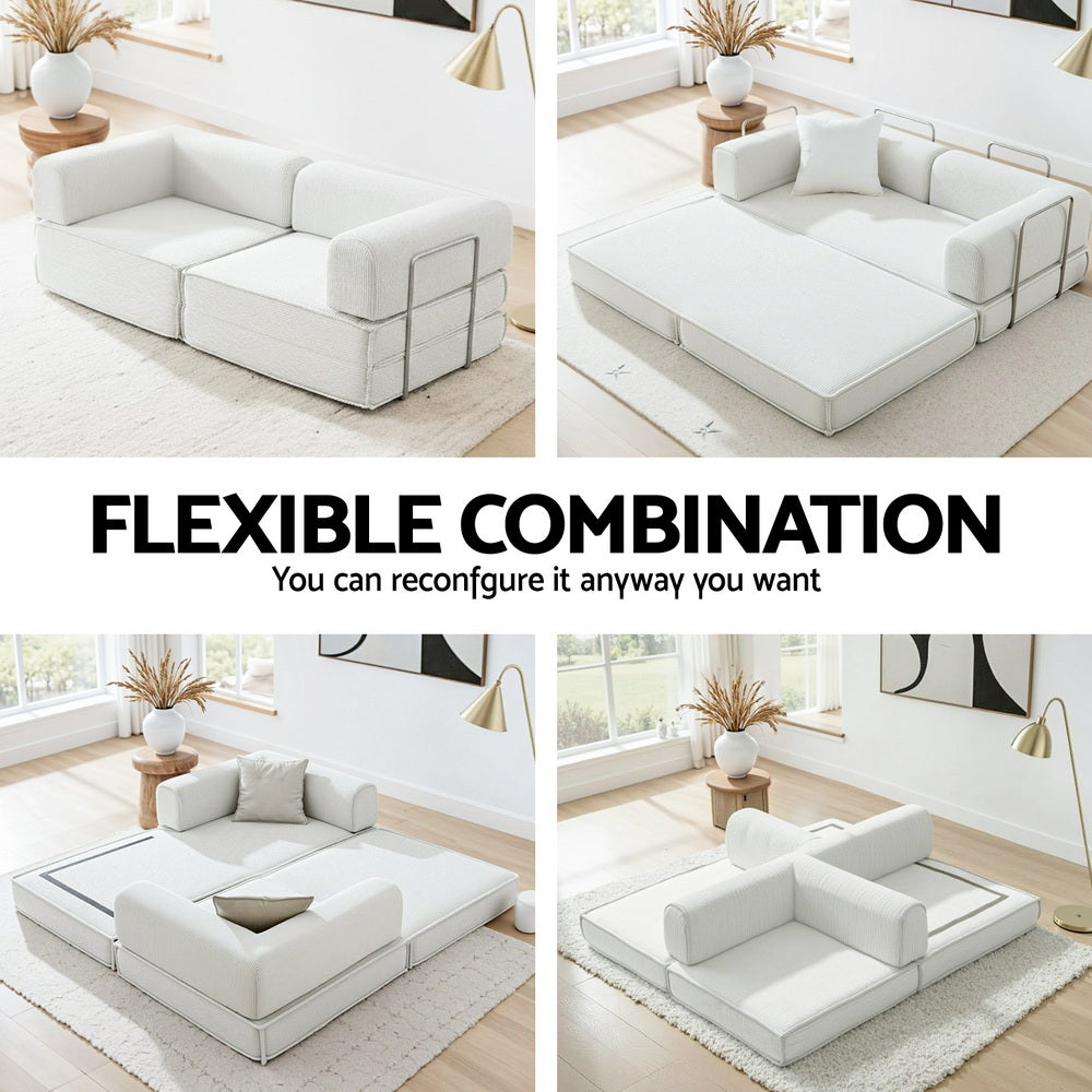 Foldable Sofa Bed | Convertible Floor Lounger | Beige