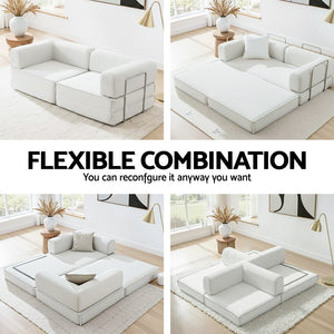 Foldable Sofa Bed | Convertible Floor Lounger | Beige