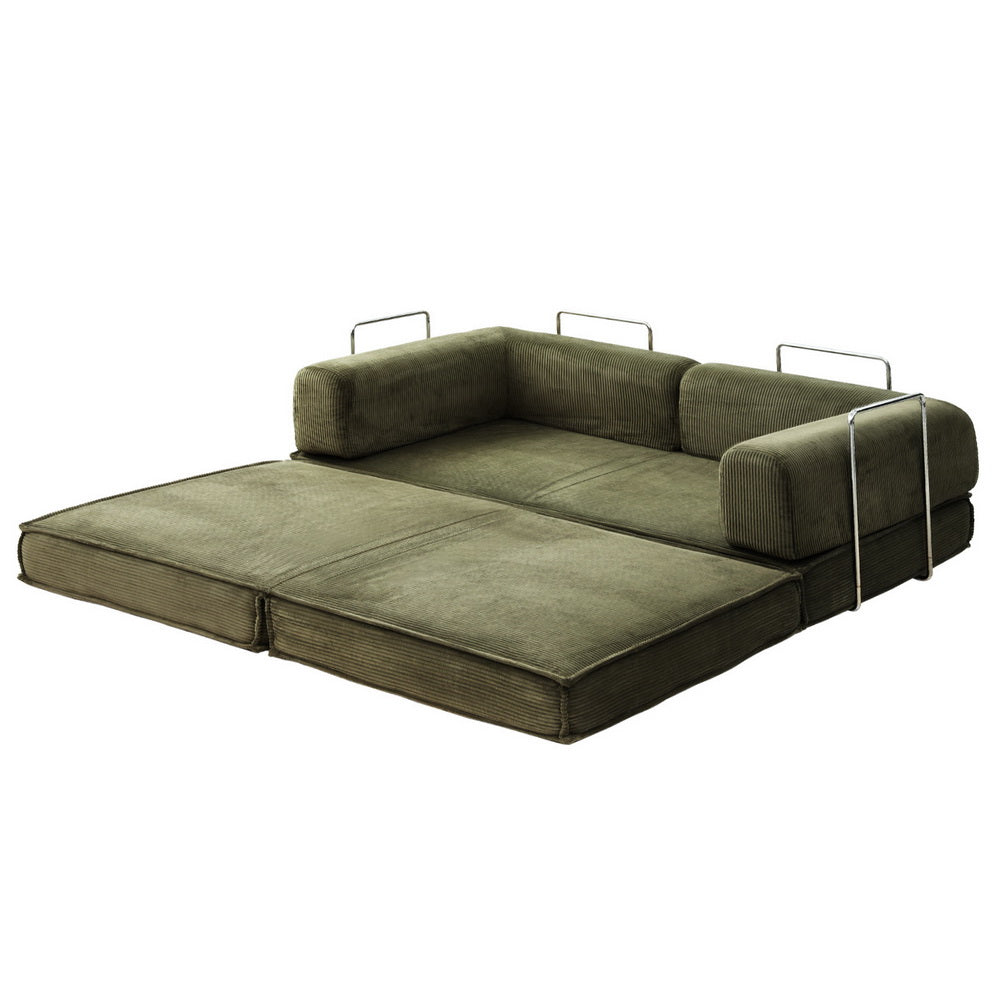 Folding Sofa Bed | Convertible Lounge Chair | Green Fabric