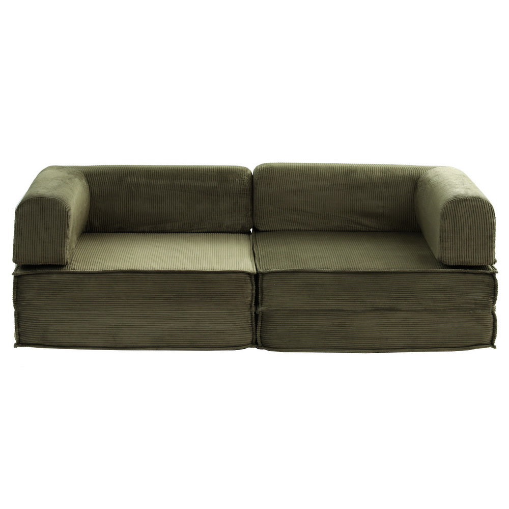 Folding Sofa Bed | Convertible Lounge Chair | Green Fabric