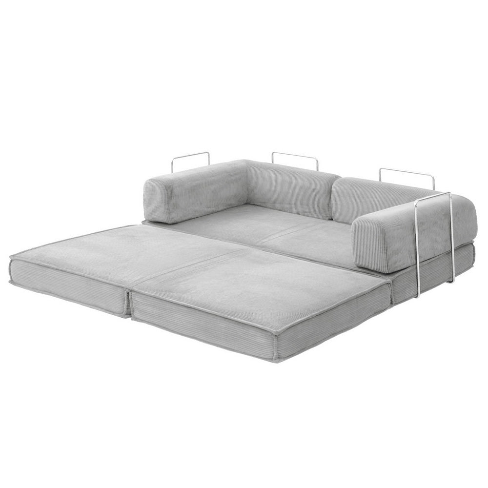 Folding Sofa Bed | Convertible Lounge Chair | Grey Fabric