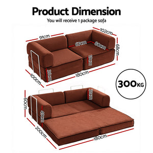 Convertible Floor Sofa Bed | Folding Lounger | Orange
