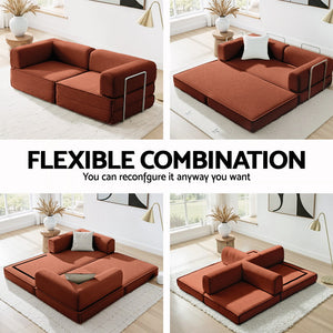 Convertible Floor Sofa Bed | Folding Lounger | Orange