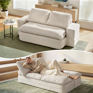 Folding Sofa Bed | High Density Foam | Corduroy Sleeper Couch | Beige