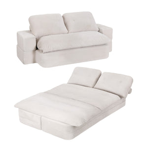 Folding Sofa Bed | High Density Foam | Corduroy Sleeper Couch | Beige