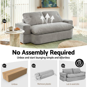 Folding Sofa Bed | High Density Foam | Corduroy Sleeper Couch | Grey