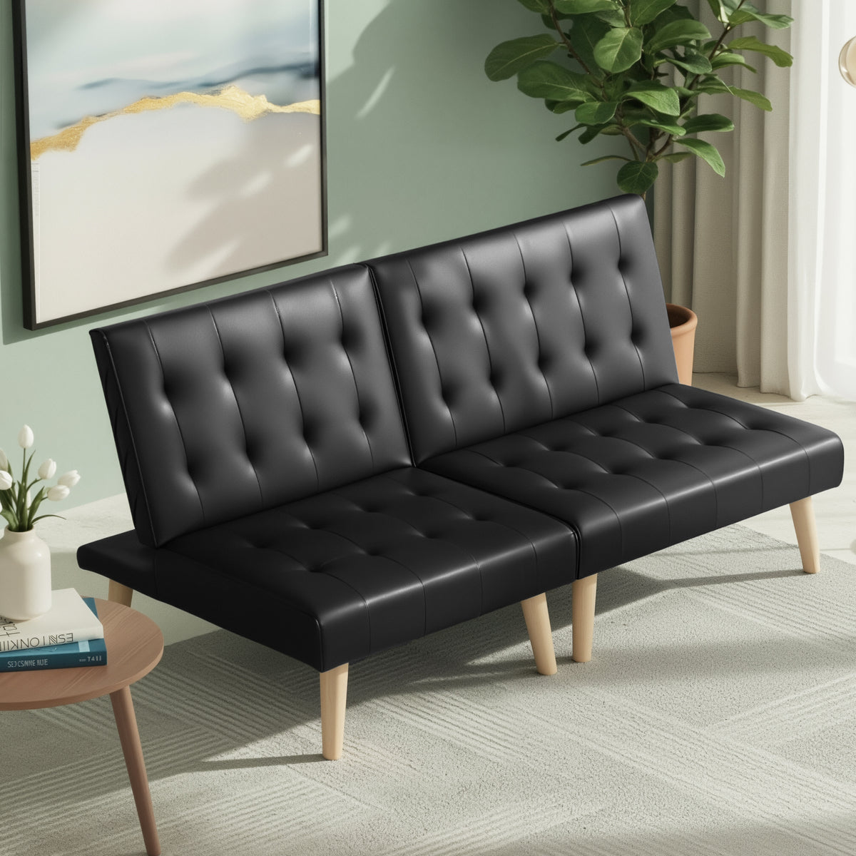 Sofa Bed | 2 Seater | Fabric Couch | Black
