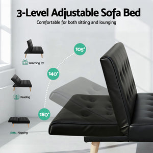 Sofa Bed | 2 Seater | Fabric Couch | Black