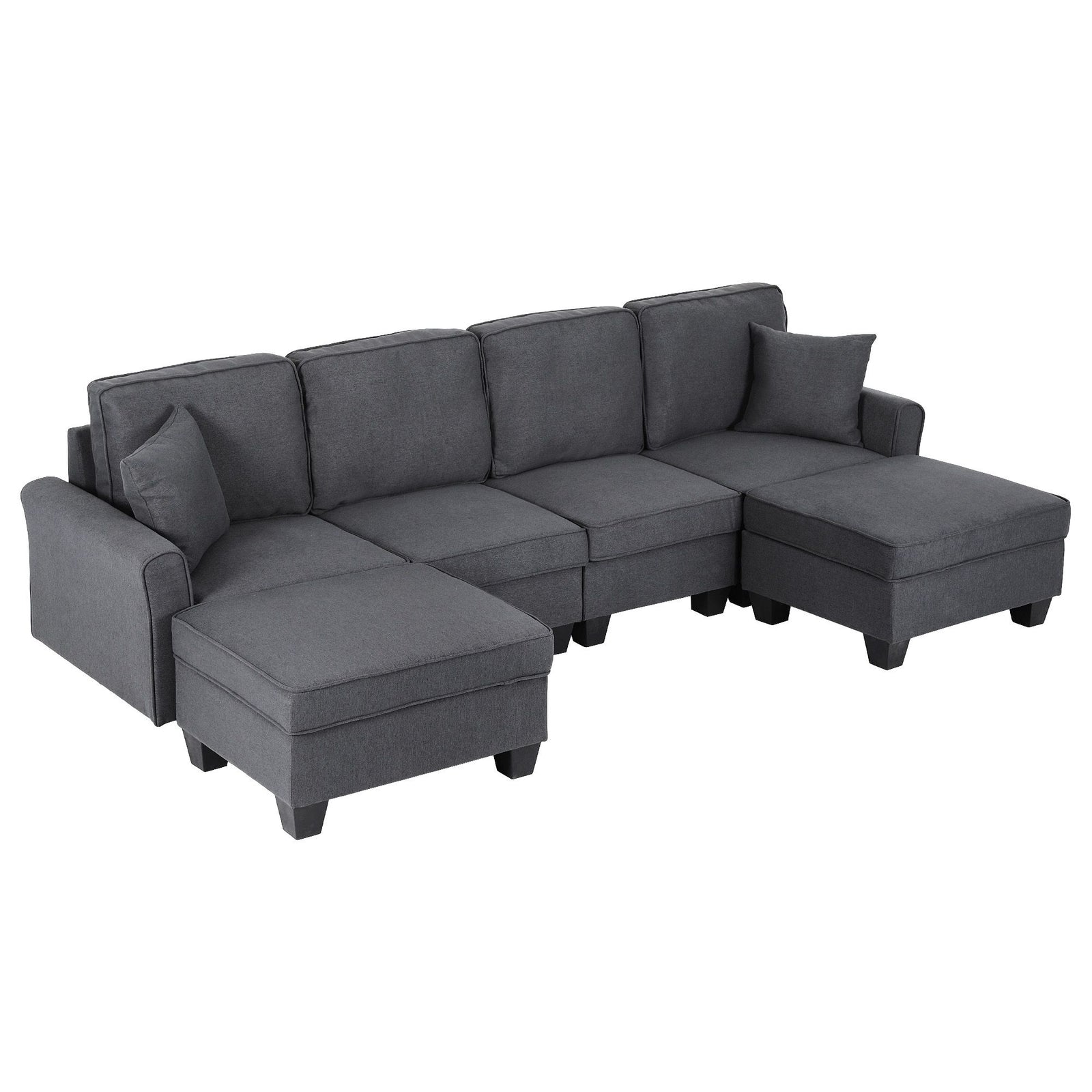 U-Shaped Modular Sofa | Sectional Storage Couch | Grey