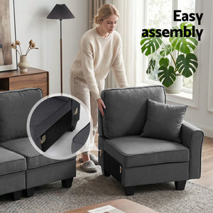 Artiss Modular Sectional U Shaped Storage Sofa Couches for Living Room Grey