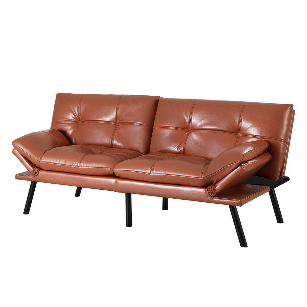 Artiss Sofa Bed | 3-Seater Convertible Couch | Recliner Lounge | Leather | Brown