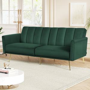 Artiss Sofa Bed | 3 Seater Couch | Convertible with Adjustable Arms | Velvet