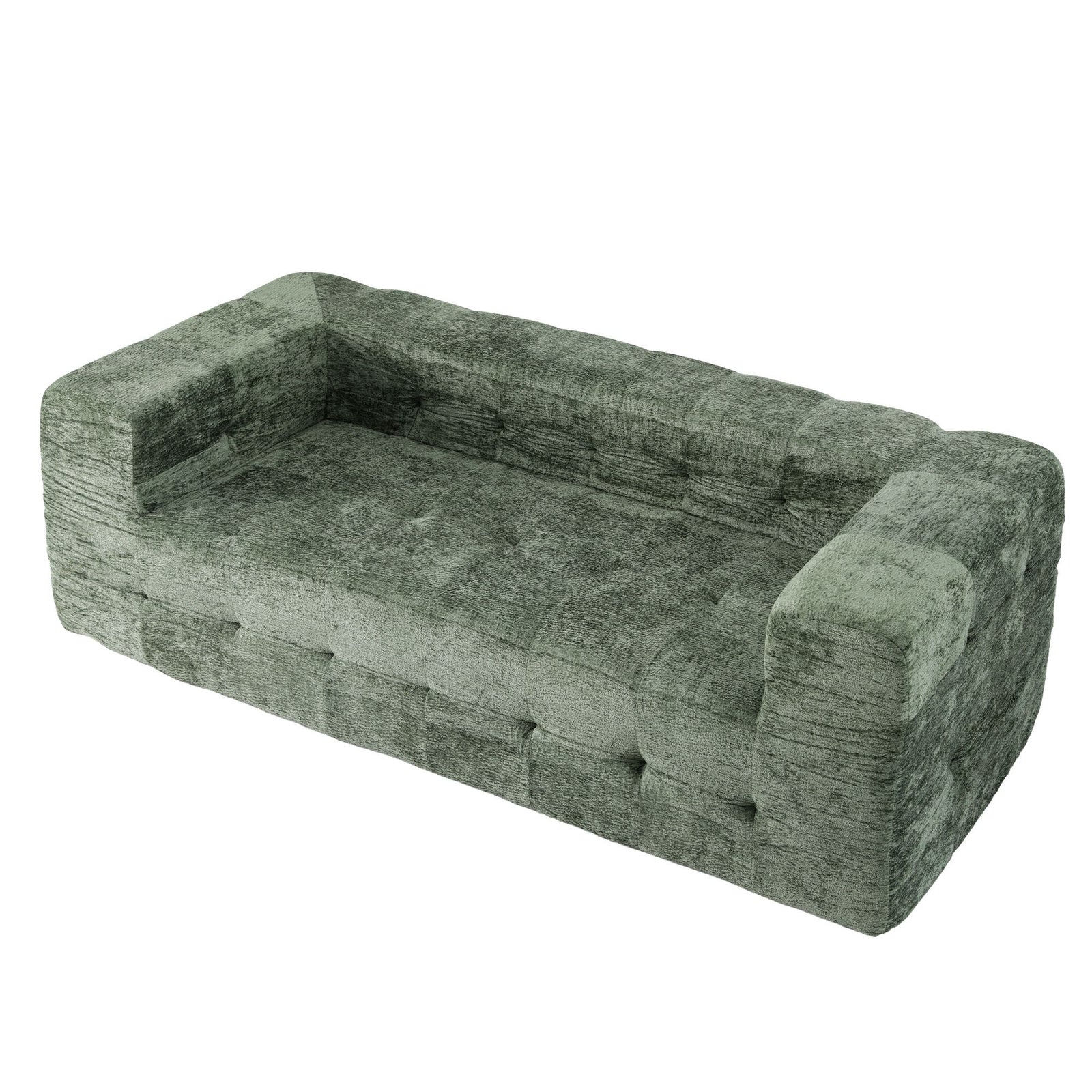 Boneless Sofa | Luxury Chenille Living Room Couch | Green