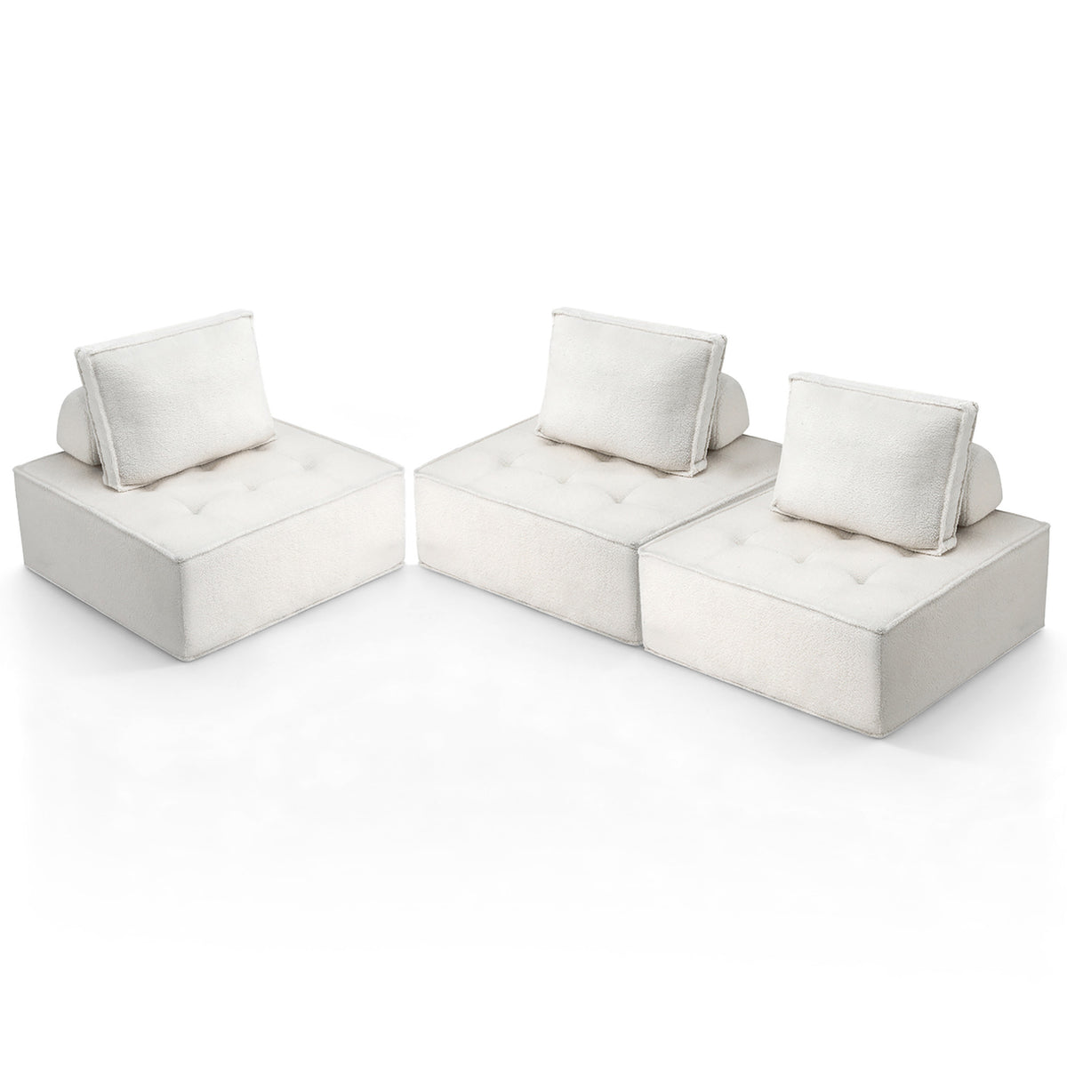 Floor Sofa Lounge Chairs Set 3pc | Includes Pillow