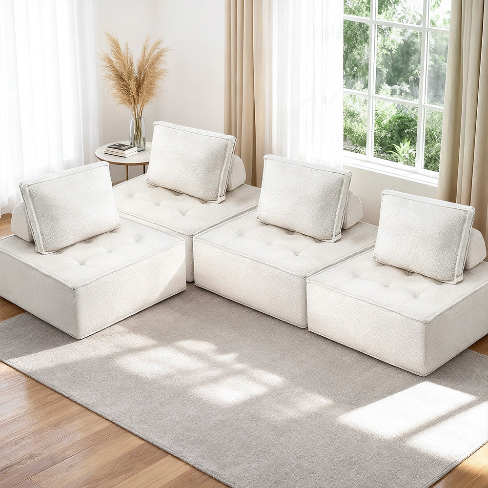 Floor Sofa Lounge Chair | 4 Seater Modular | Includes Pillow