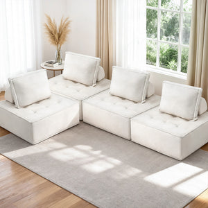 Floor Sofa Lounge Chair | 4 Seater Modular | Includes Pillow