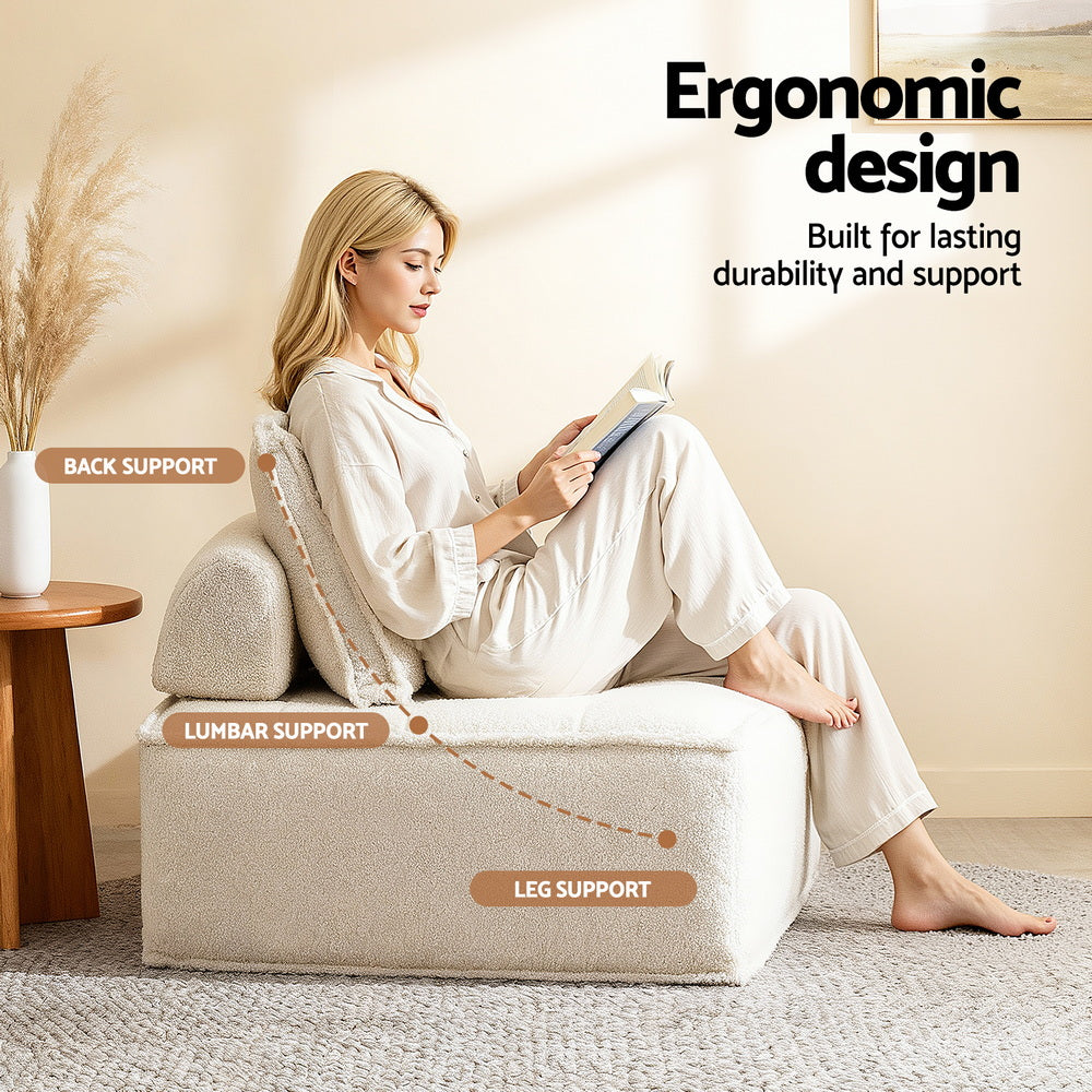 Floor Sofa Lounge Chair | 4 Seater Modular | Includes Pillow