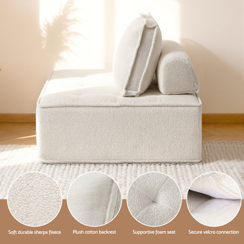 Floor Sofa Lounge Chair | 4 Seater Modular | Includes Pillow