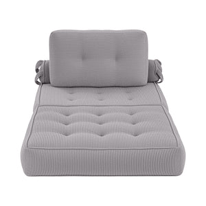 Artiss 1 Seater Corduroy Convertible Sofa Bed Pull Out Boneless Couch Grey