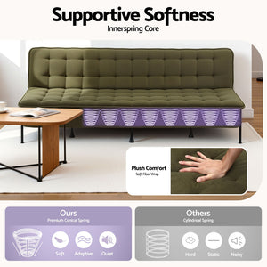 Artiss Sofa Bed, 1.9m 3-Seater Soft Innerspring Adjustable Couch Futon Chair for Apartment Dorm Living Room Office Study Bedroom, Green