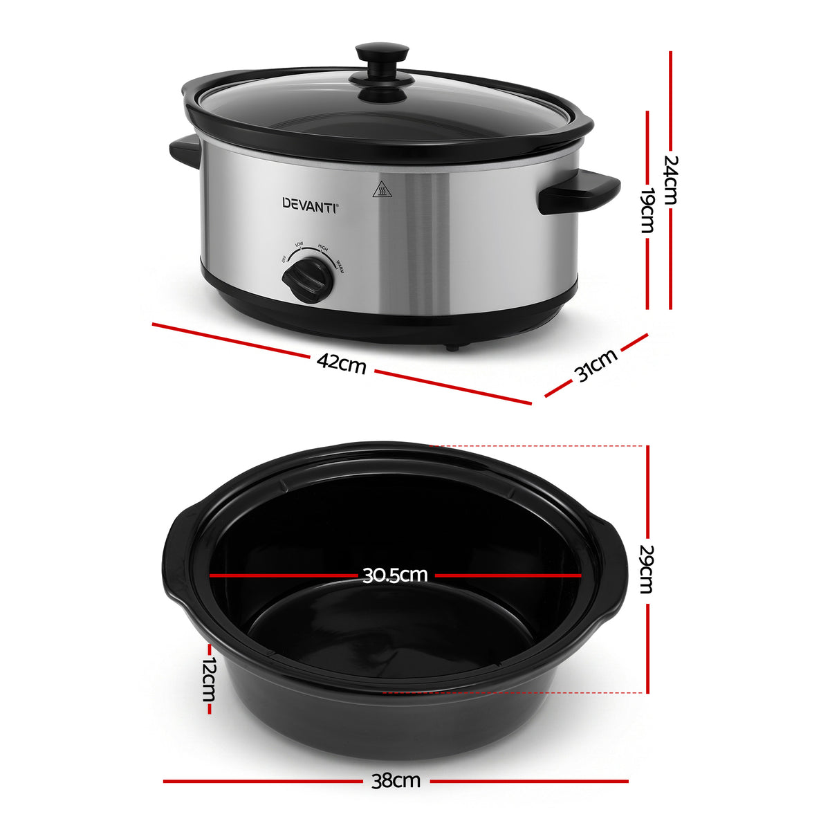 6.5L Slow Cooker | 3 Heat Settings | Keep Warm Function