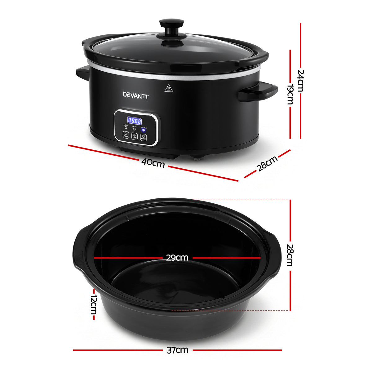 5.6L Slow Cooker | 3 Heat Settings | Keep Warm Function