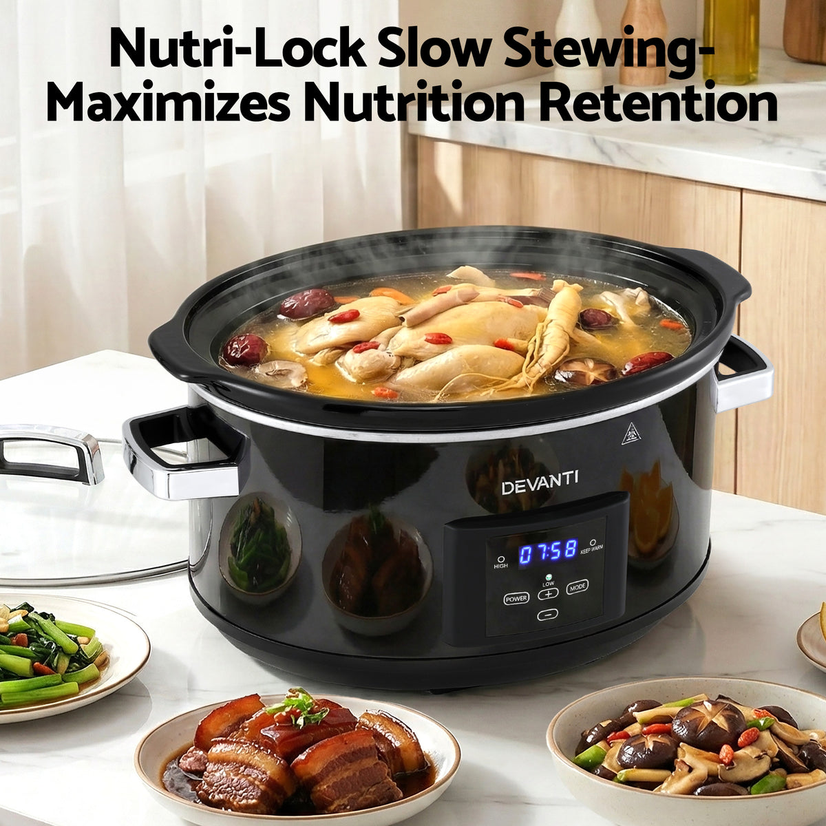 8L Slow Cooker | 3 Heat Settings | Keep Warm Function
