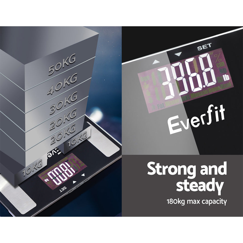 Everfit Body Fat Bathroom Scale | Weighing | Wireless Bluetooth | Gym | 180KG