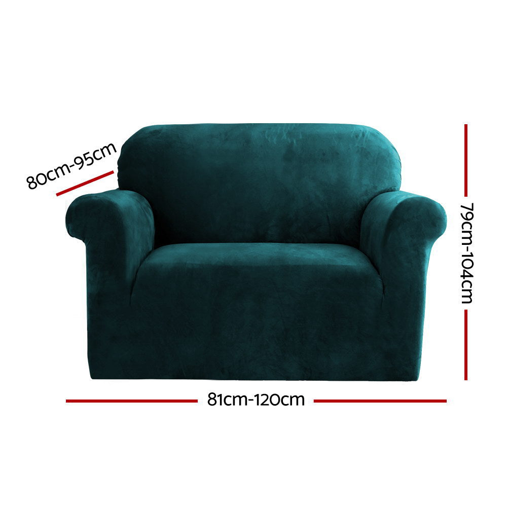 Sofa Cover | Couch Covers | 1 Seater | Velvet | Agate Green
