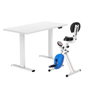 Folding X-Bike + Desk Set | 140cm Automatic Standing Desk | White