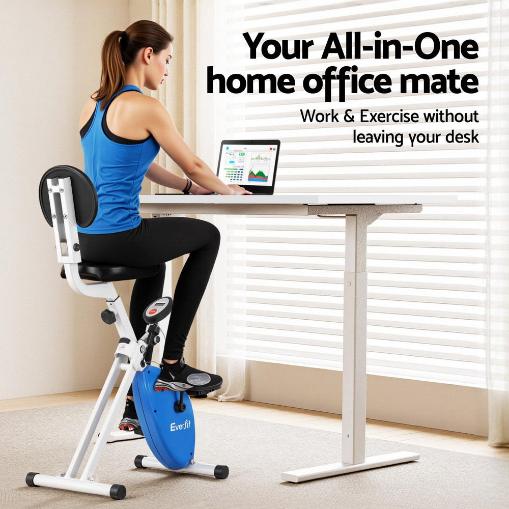 Folding X-Bike + Desk Set | 140cm Automatic Standing Desk | White