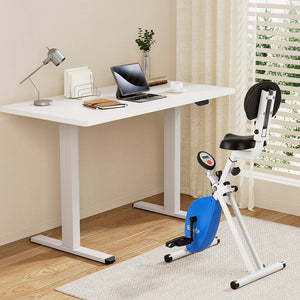 Folding X-Bike + Desk Set | 140cm Automatic Standing Desk | White