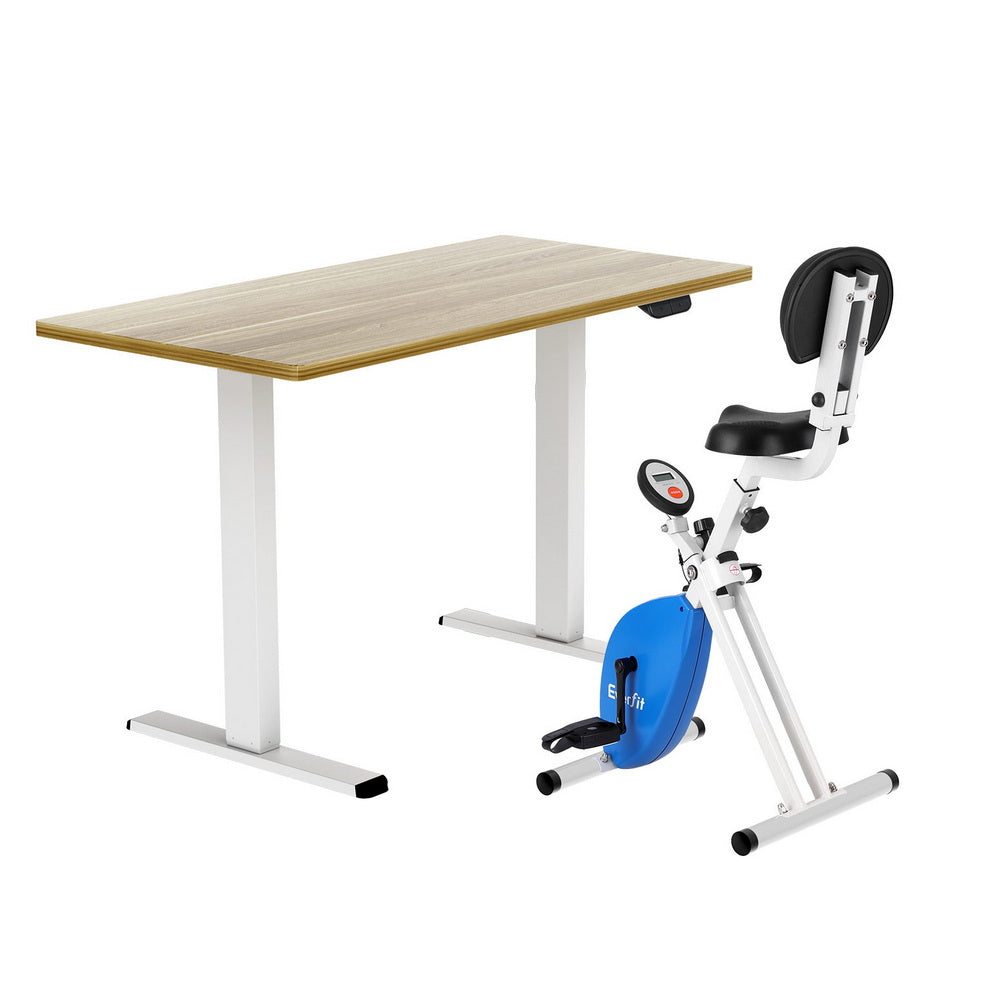Under Desk Exercise Bike + Desk | 140cm Standing Desk | Magnetic | Oak