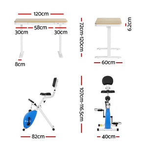 Under Desk X-Bike + Standing Desk Set | 120cm Desk | Magnetic Resistance | Oak