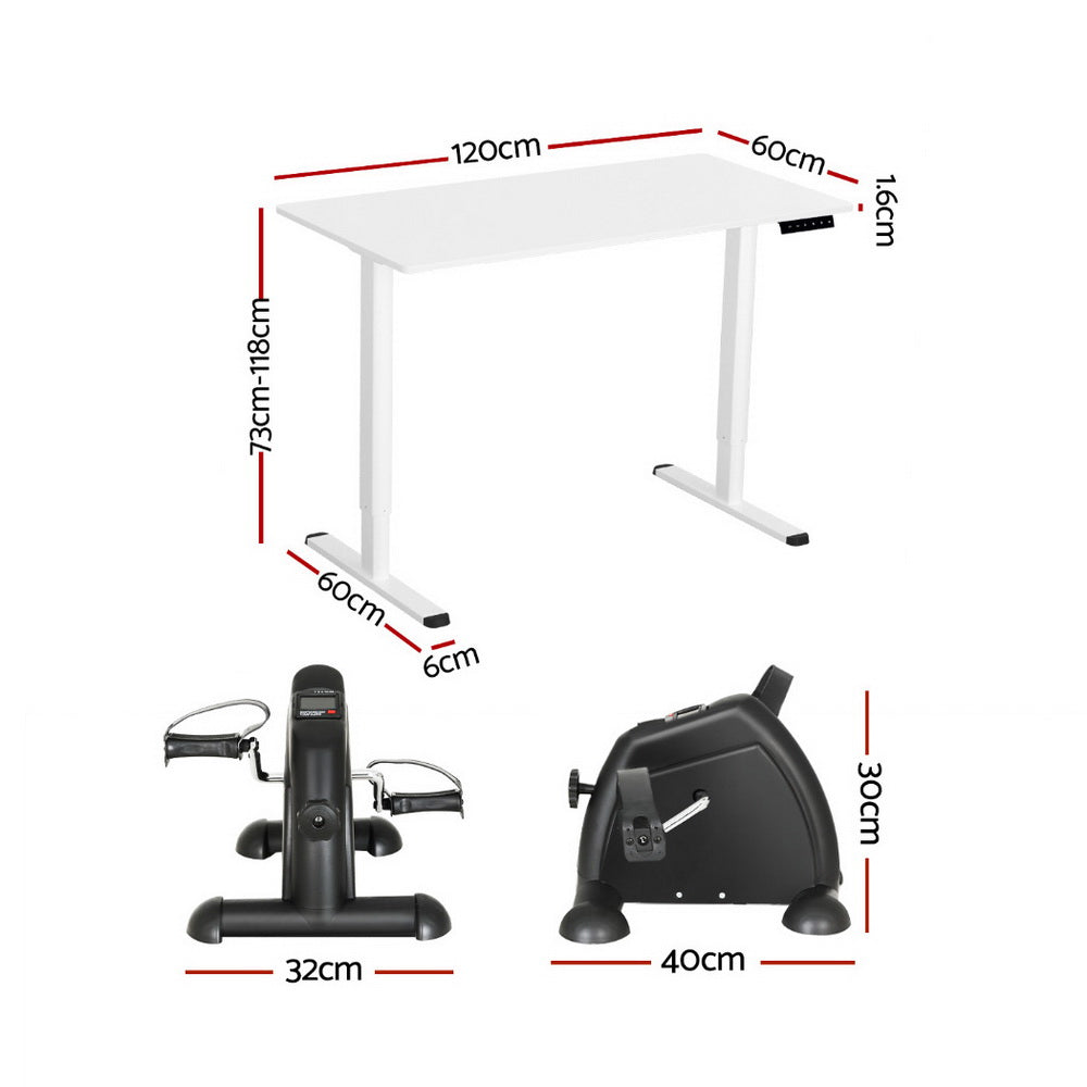 Artiss 120cm Electric Standing Desk | with Mini Pedal Exercise Bike | Home Office
