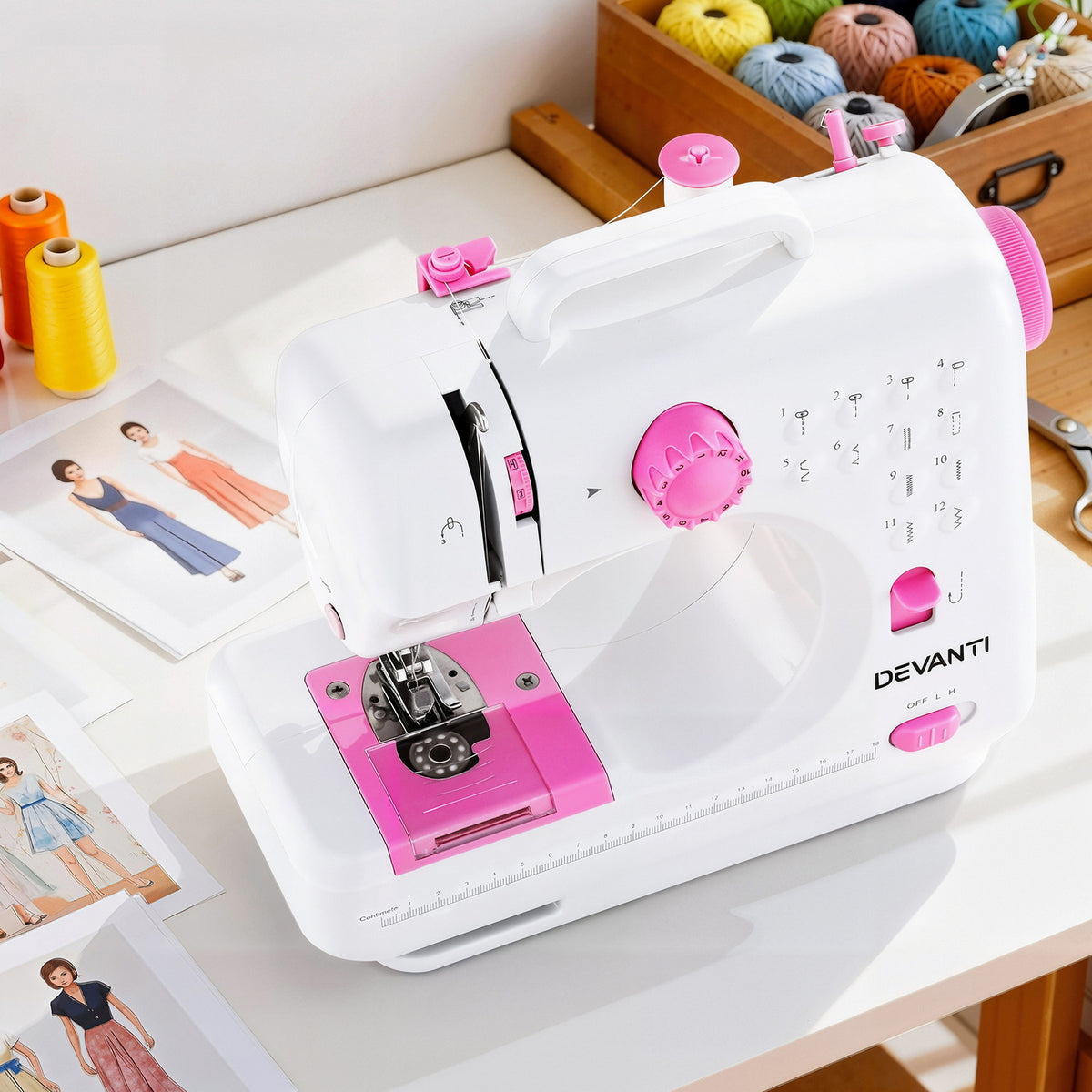 Mini Sewing Machine Kit | 12 Stitches | Portable | LED Lights | Beginner