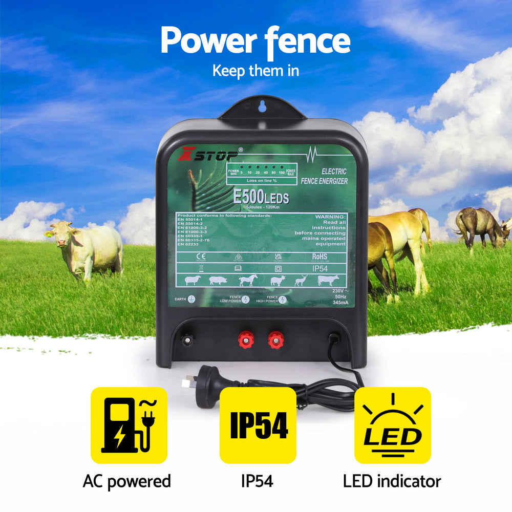 XSTOP Electric Fence Energiser 5J | 220-240V | Powers up to 120km Fence