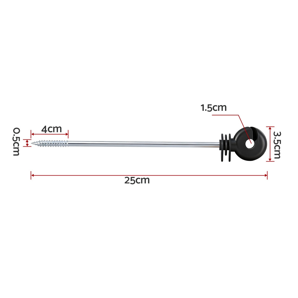 Electric Fence Ring Insulators | 100pcs | Screw-In Stand Off | Black