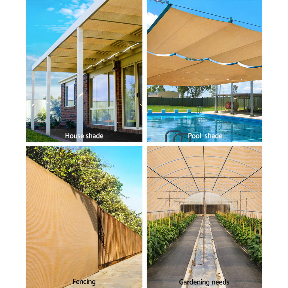 50% Shade Cloth | 1.83x10m | Shadecloth Sail | Heavy Duty | Beige